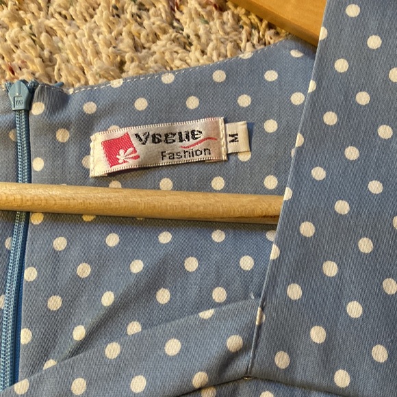 Blue and white polkadot chambray dress - Picture 5 of 6